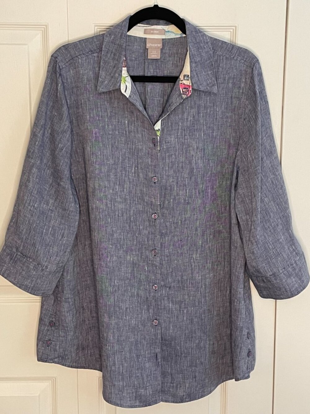 Chicos No Iron Linen Tunic - Chico's SZ 2.5 - SZ 14 - Picture 2 of 5